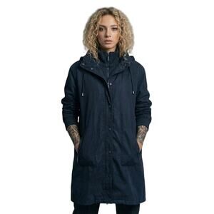 90s Vintage Hunters Run Navy Parka 1X Insulated Squall Hooded Coat